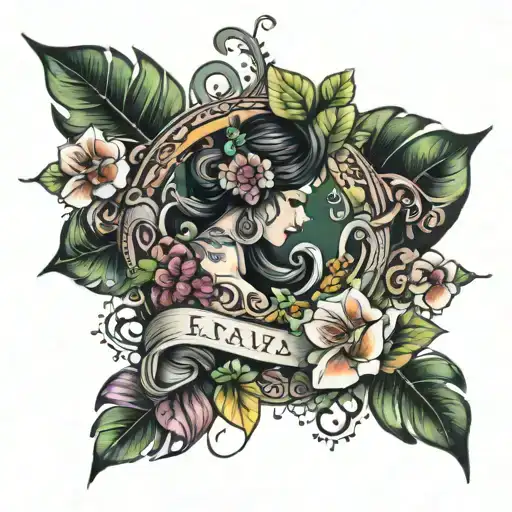 Jo Ann, Libra, Guam colorful feminine tattoo design idea