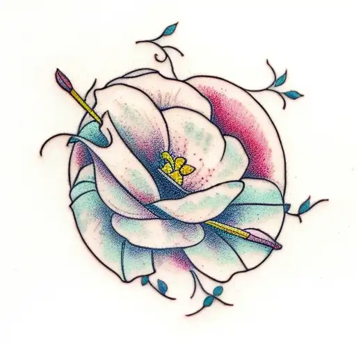 flower ballerina tattoo design idea