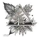 snowflake with mountain feather tree lubin tattoo design idea