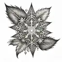 snowflake with mountain feather tree lubin tattoo design idea