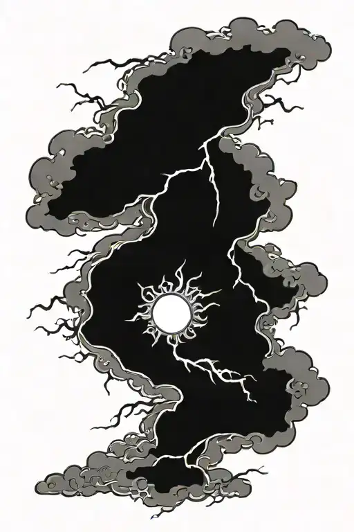 sun and thunder storm tattoo design idea