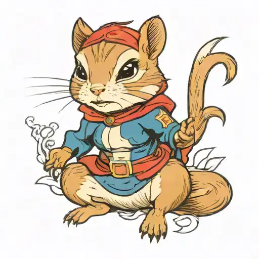 a female chipmunk superhero named KC   tattoo design idea