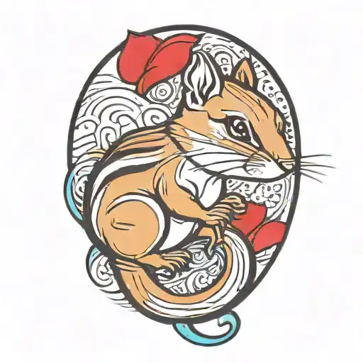 a pretty, Sailor Jerry style chipmunk   tattoo design idea