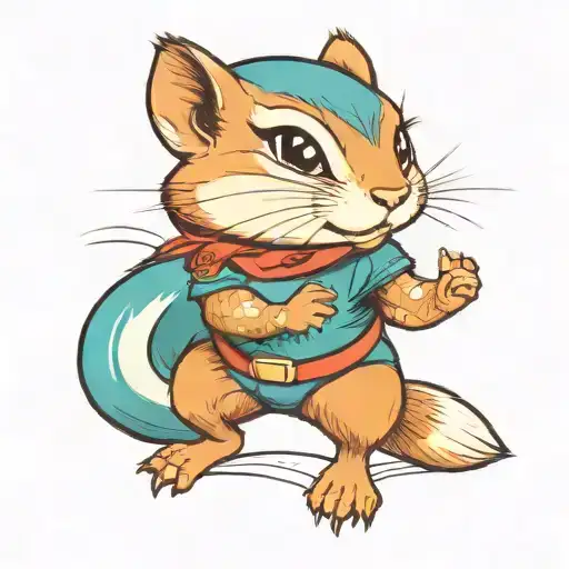 a female chipmunk superhero wearing teal  tattoo design idea