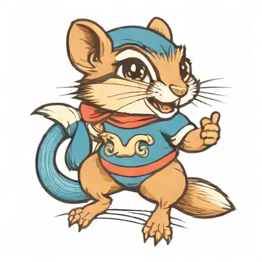a cute girl chipmunk wearing eyeglasses drawn in the style of tattoo artist Sailor Jerry tattoo design idea
