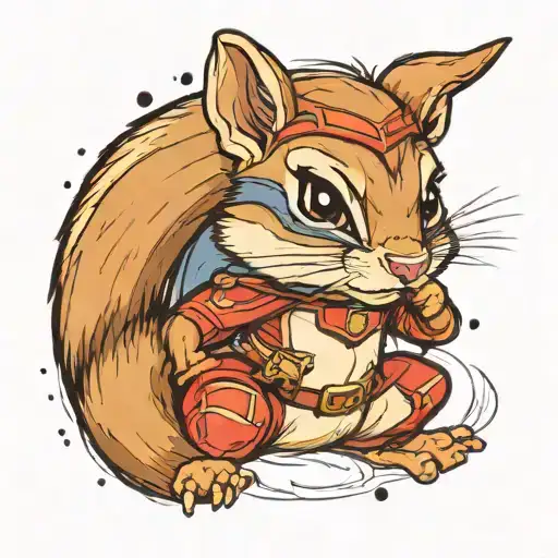 a female chipmunk superhero bursting tattoo design idea