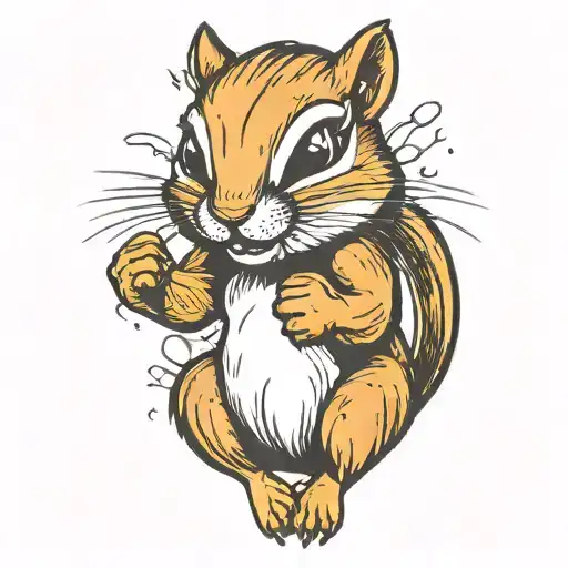 a chipmunk holding up her fists like a boxer throwing a punch tattoo design idea