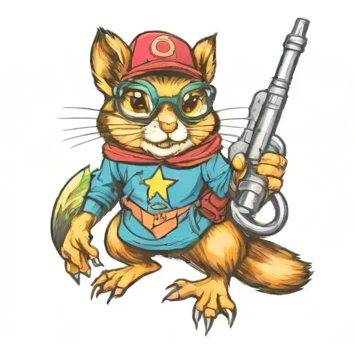 a girl chipmunk wearing glasses and wielding the powe tattoo design idea