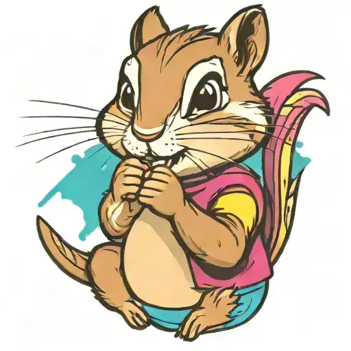 a cute girl chipmunk holding up her fists  tattoo design idea