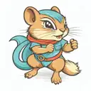 a cute girl chipmunk wearing eyeglasses and fighting with her fists up like a boxer.  tattoo design idea