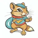 a cute girl chipmunk wearing eyeglasses drawn in the style of tattoo artist Sailor Jerry tattoo design idea