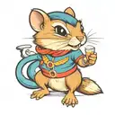 a cute girl chipmunk wearing eyeglasses drawn in the style of tattoo artist Sailor Jerry tattoo design idea
