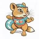 a cute girl chipmunk wearing eyeglasses and fighting with her fists up like a boxer.  tattoo design idea