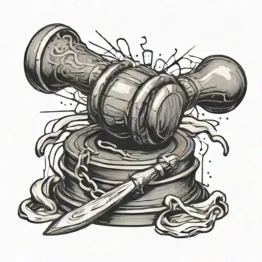 judge's gavel broken in half tattoo design idea