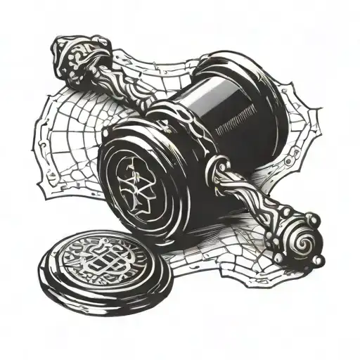 broken judge's gavel tattoo design idea