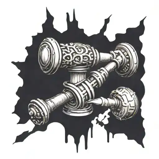 judge's gavel broken in half tattoo design idea