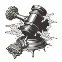 broken judge's gavel tattoo design idea