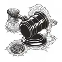 broken judge's gavel tattoo design idea