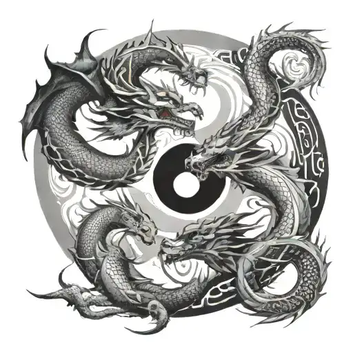 dragons forming yin and yang for the forearm tattoo design idea