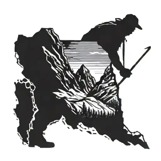 Combine Metallica's album art with a silhouette of a mountain climber reaching the summit tattoo design idea