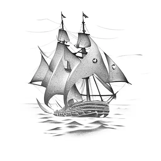 black pearl sail ship tattoo design idea