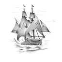 black pearl sail ship tattoo design idea