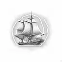 black pearl sail ship tattoo design idea