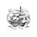 black pearl sail ship tattoo design idea