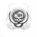 jet black heart and there's a hurricane underneath it tattoo design idea