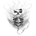 jet black heart and there's a hurricane underneath it tattoo design idea