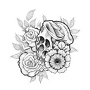 calavera con flores tattoo design idea