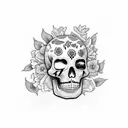 calavera con flores tattoo design idea