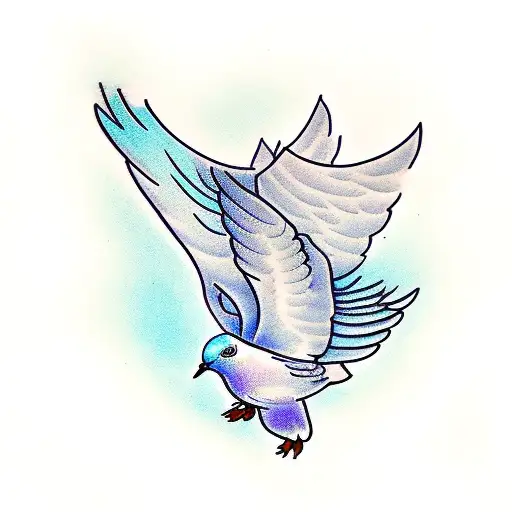 4 simple but shaded doves flying tattoo design idea