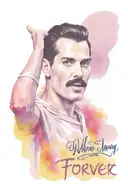 freddie mercury with "who wants to live forever?" text tattoo design idea