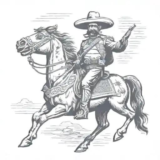 Mexican revolutionary soldier on horse tattoo design idea