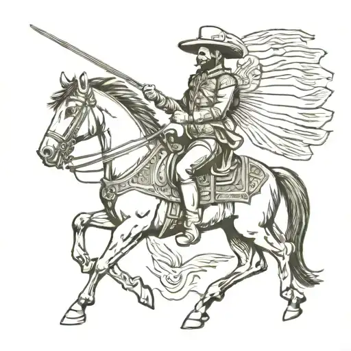 Mexican revolutionary soldier on horse tattoo design idea