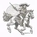 Mexican revolutionary soldier on horse tattoo design idea
