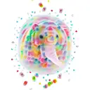 gummy bear covered in sugar sitting down with a giant lollipop tattoo design idea