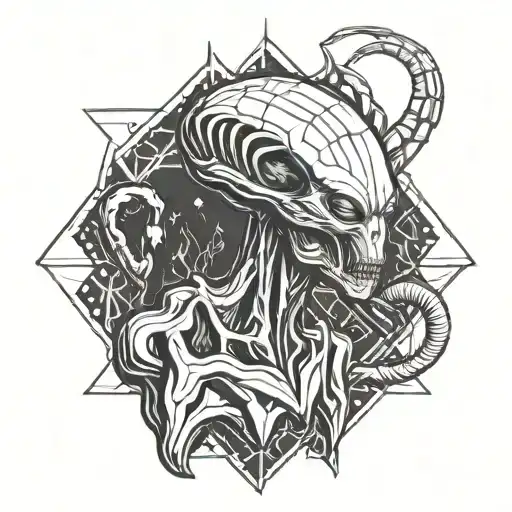 Alien smoking weed tattoo design idea