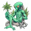 Alien smoking weed tattoo design idea