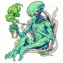 Alien smoking weed tattoo design idea