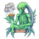 Alien smoking weed tattoo design idea