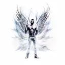 man with wings rising from hell tattoo design idea