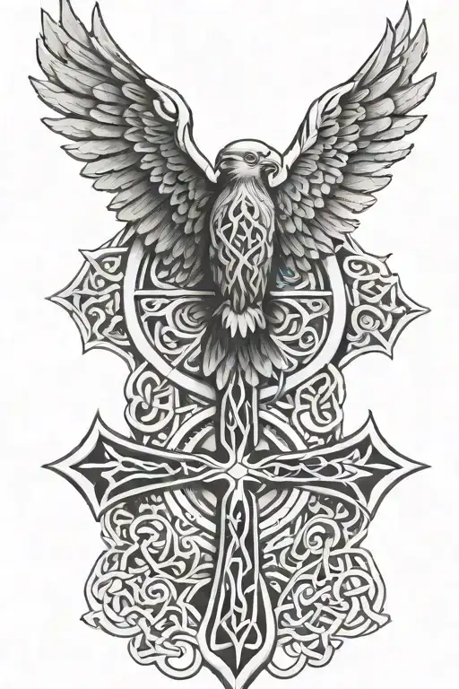 polish falcon Irish Celtic cross tattoo design idea