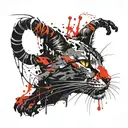 the cat falls clinging to its claws and leaves scratches tattoo design idea