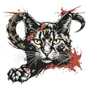 the cat falls clinging to its claws and leaves scratches tattoo design idea