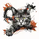 the cat falls clinging to its claws and leaves scratches tattoo design idea