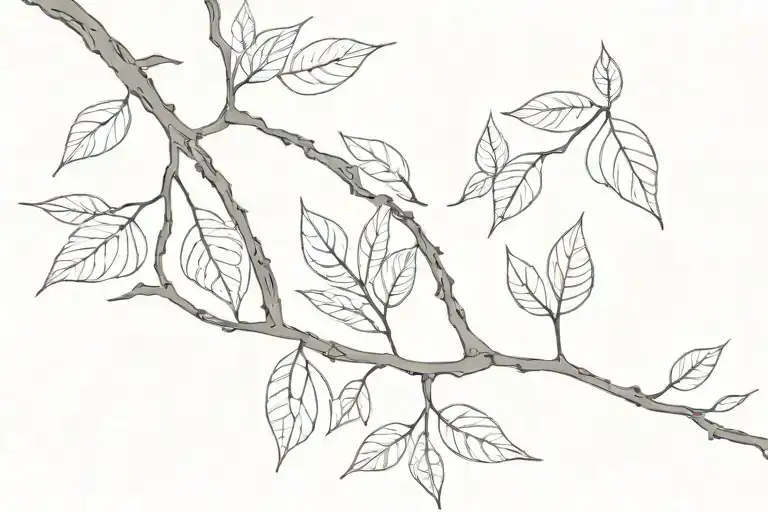 twig with leaves on the collarbone tattoo design idea
