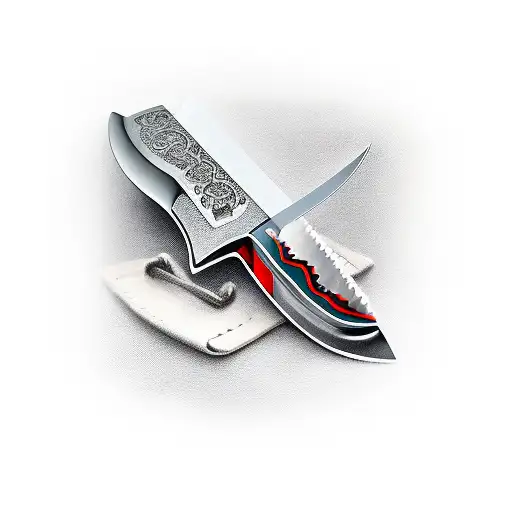Knife with sharpening steel tattoo design idea