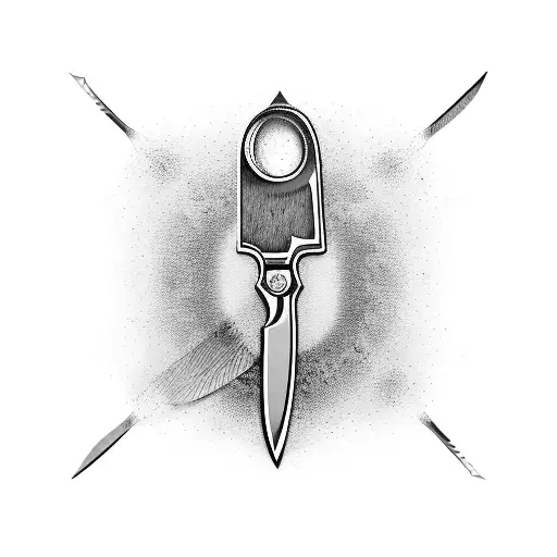 Chef knife with Sharpening steel tattoo design idea